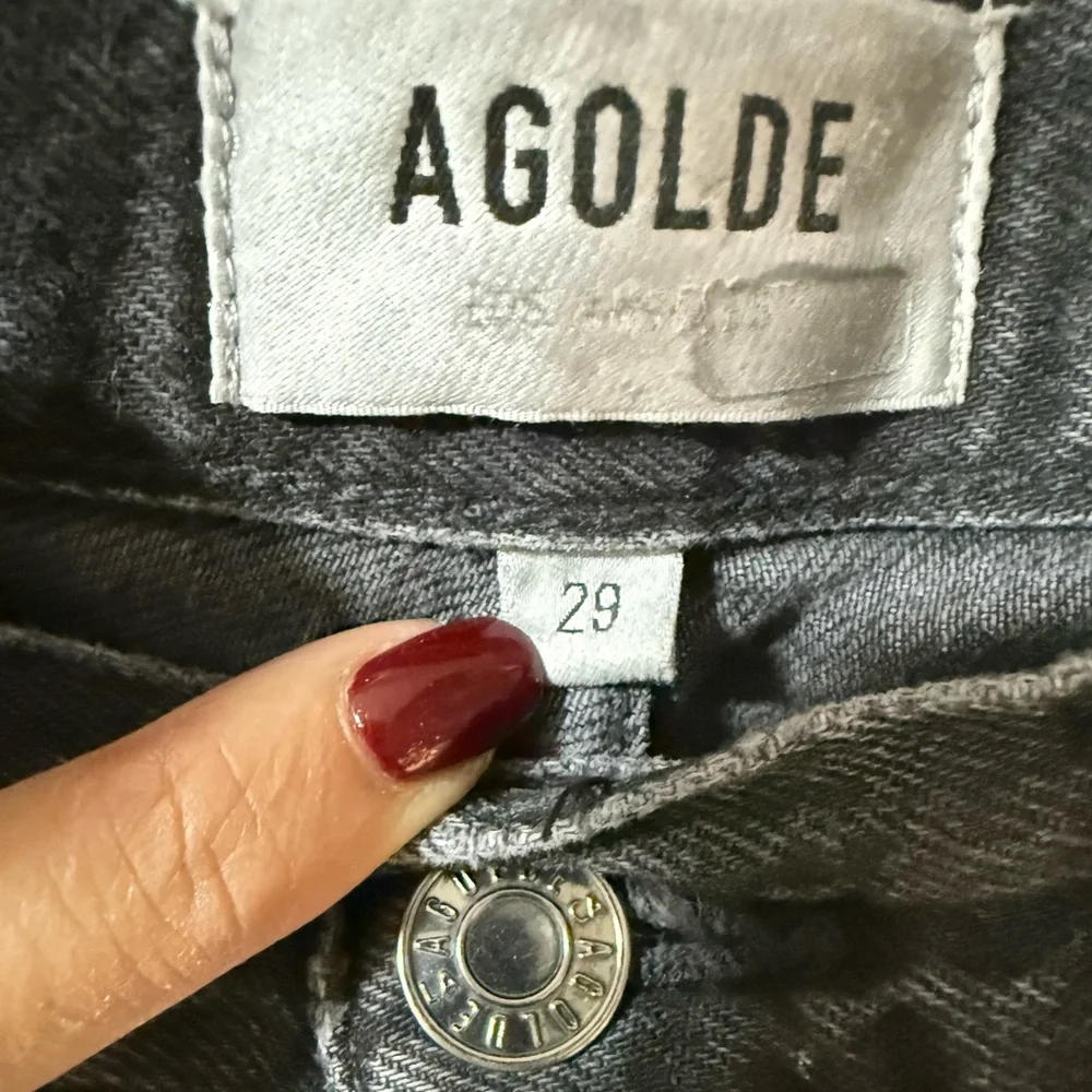 AGOLDE  size 29 washed black high rise wide leg cargo denim - Picture 6 of 6